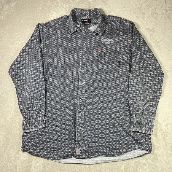 Ariat FR Button Down Shirt Khaki Tan Mens 3XL Tall Long Sleeve CAT2 Workwear - Picture 2 of 11